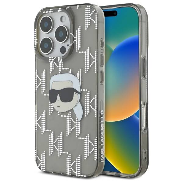 Hülle für Apple iPhone 16 Pro, Karl Lagerfeld, IML Luxury Electroplated Karl's Head, Schwarz