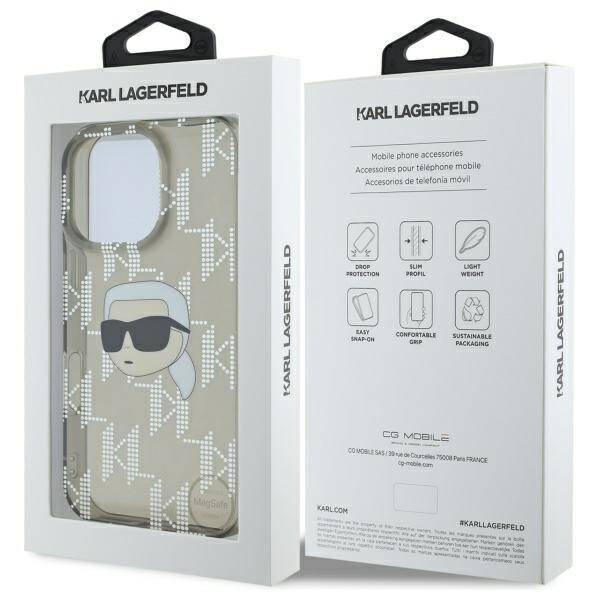 Hülle für Apple iPhone 16 Pro, Karl Lagerfeld, IML Luxury Electroplated Karl's Head, Schwarz