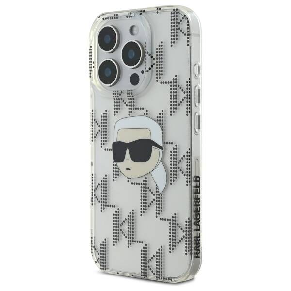 Étui pour Apple iPhone 16 Pro, Karl Lagerfeld, IML Luxury Electroplated Karl's Head, Transparent