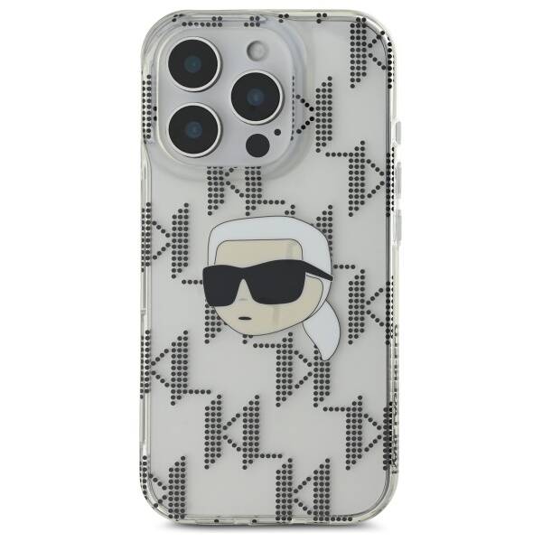 Étui pour Apple iPhone 16 Pro, Karl Lagerfeld, IML Luxury Electroplated Karl's Head, Transparent