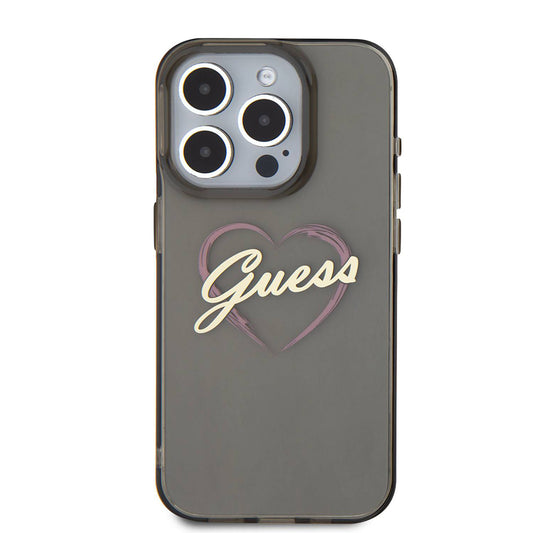 Étui pour Apple iPhone 16 Pro Max, Guess, IML Heart, Noir