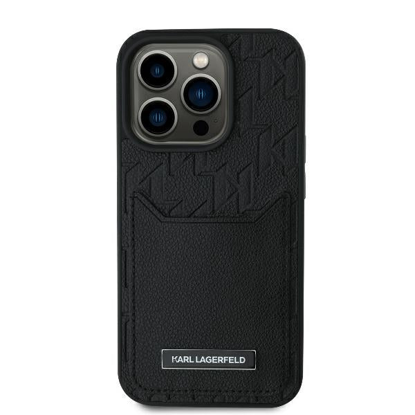 Hülle für Apple iPhone 16 Pro Max, Karl Lagerfeld, Cardslots Monogram, Schwarz