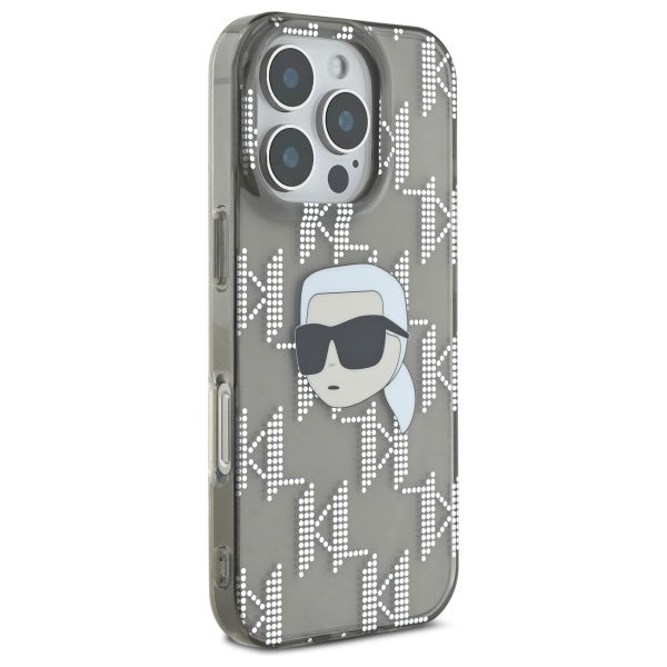 Étui pour Apple iPhone 16 Pro Max, Karl Lagerfeld, IML Luxury Electroplated Karl's Head, Noir