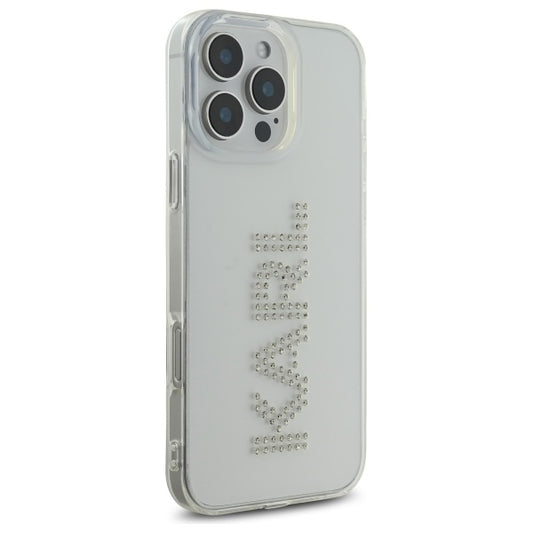 Étui pour Apple iPhone 16 Pro Max, Karl Lagerfeld, Logo Transparent IML Rhinestones, Transparent