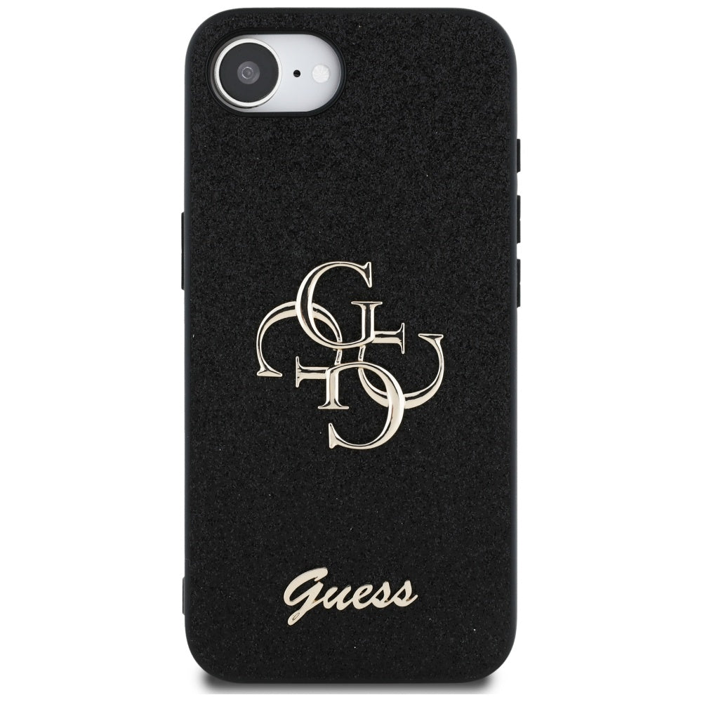 Étui pour Apple iPhone 17e / 16e, Guess, Fixed Glitter Big 4G, Noir