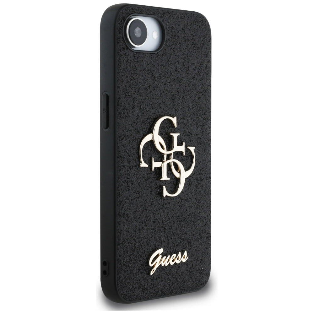 Étui pour Apple iPhone 17e / 16e, Guess, Fixed Glitter Big 4G, Noir