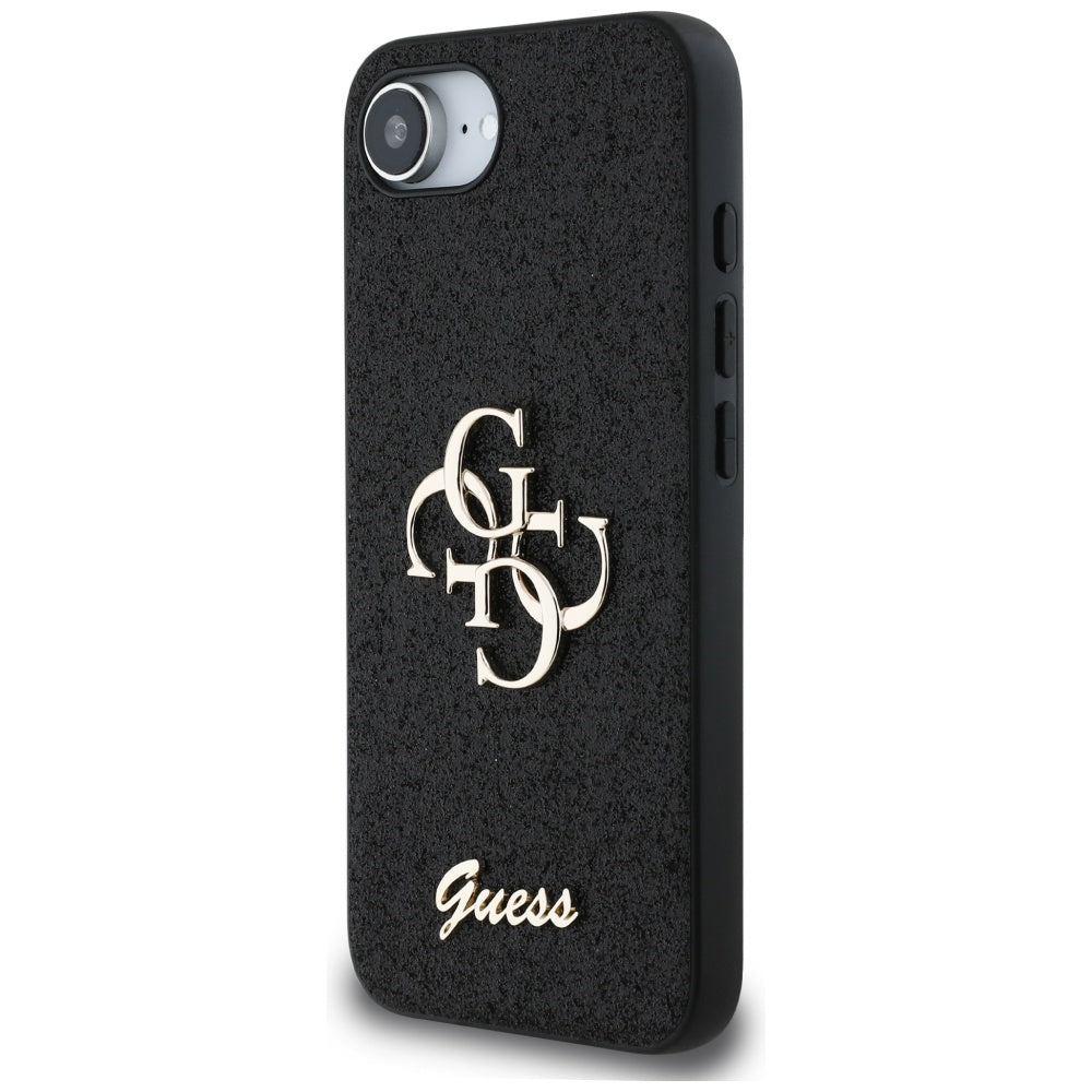 Étui pour Apple iPhone 17e / 16e, Guess, Fixed Glitter Big 4G, Noir
