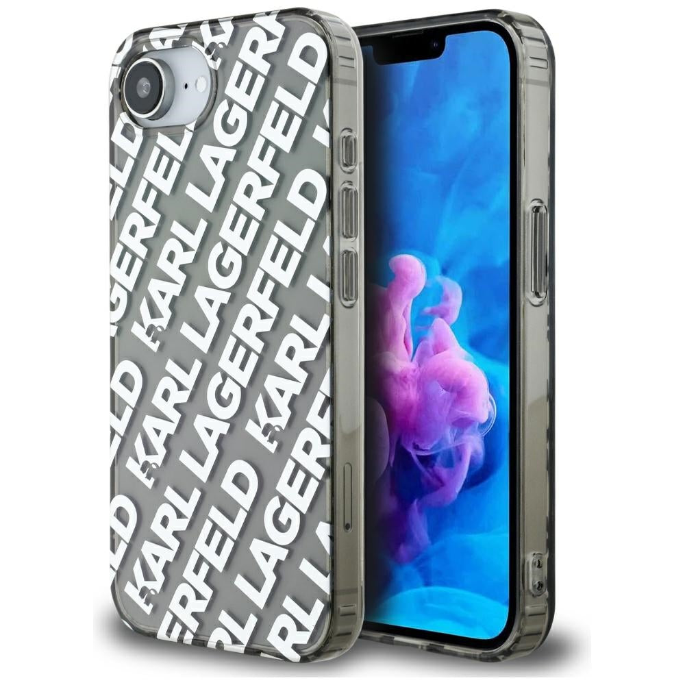 Étui pour Apple iPhone 17e / 16e, Karl Lagerfeld, IML Luxury Silver Fullover Logo, Argenté