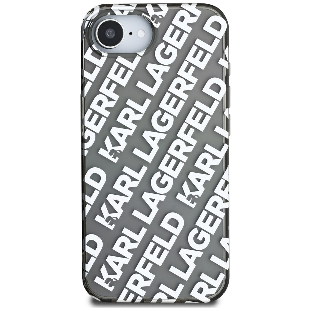 Étui pour Apple iPhone 17e / 16e, Karl Lagerfeld, IML Luxury Silver Fullover Logo, Argenté