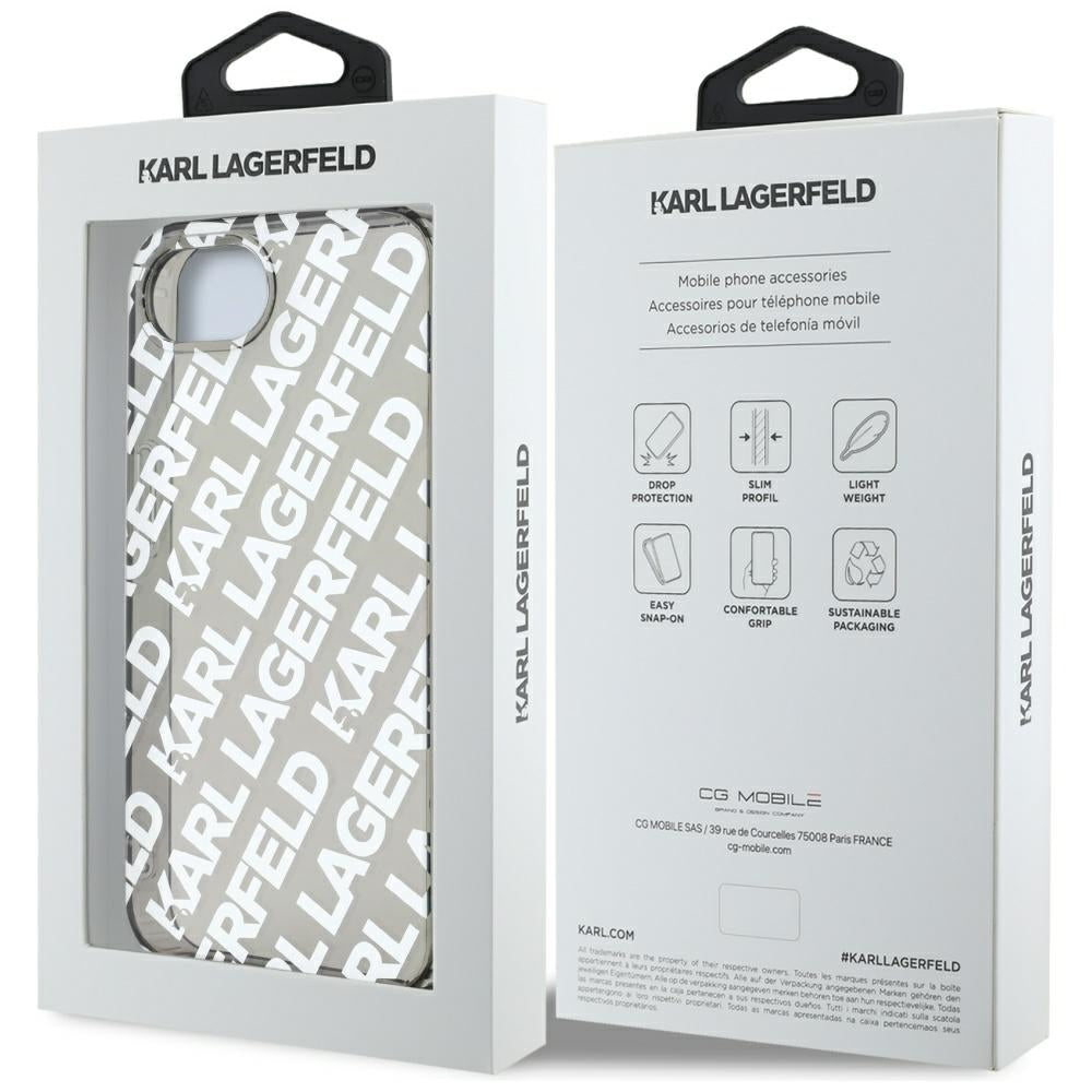 Étui pour Apple iPhone 17e / 16e, Karl Lagerfeld, IML Luxury Silver Fullover Logo, Argenté