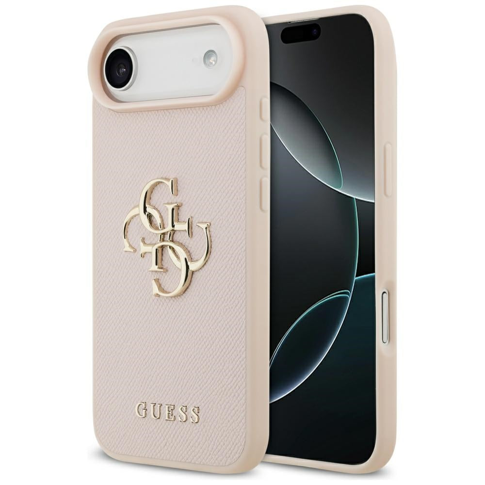 Étui pour Apple iPhone 17 Air, Guess, 4G Grained Big and Classic Logo, Rose.