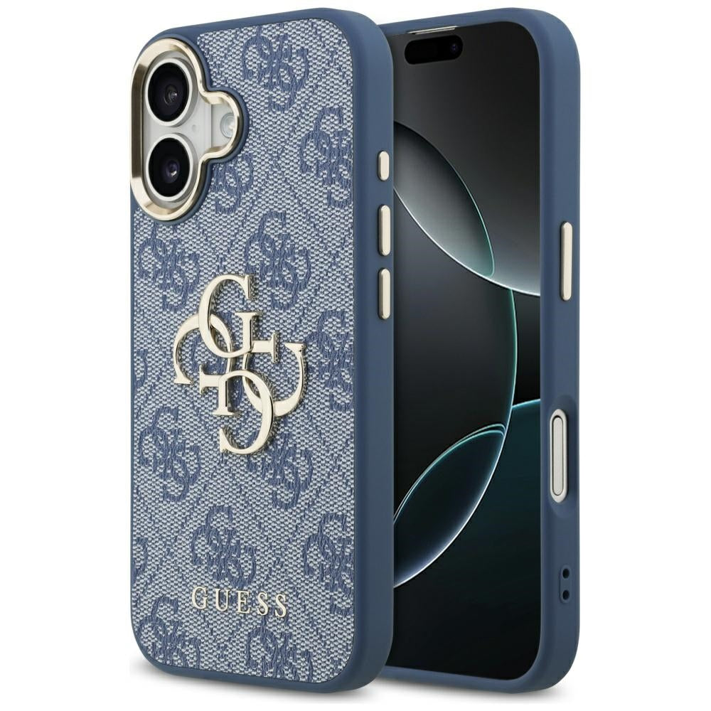 Étui pour Apple iPhone 17, Guess, Big 4G Logo Classic, Bleu Doré.
