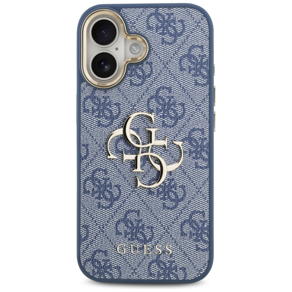 Étui pour Apple iPhone 17, Guess, Big 4G Logo Classic, Bleu Doré.