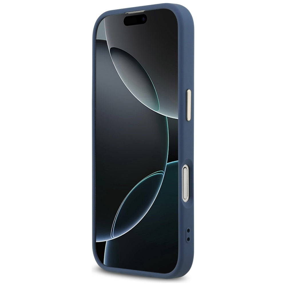 Étui pour Apple iPhone 17, Guess, Big 4G Logo Classic, Bleu Doré.