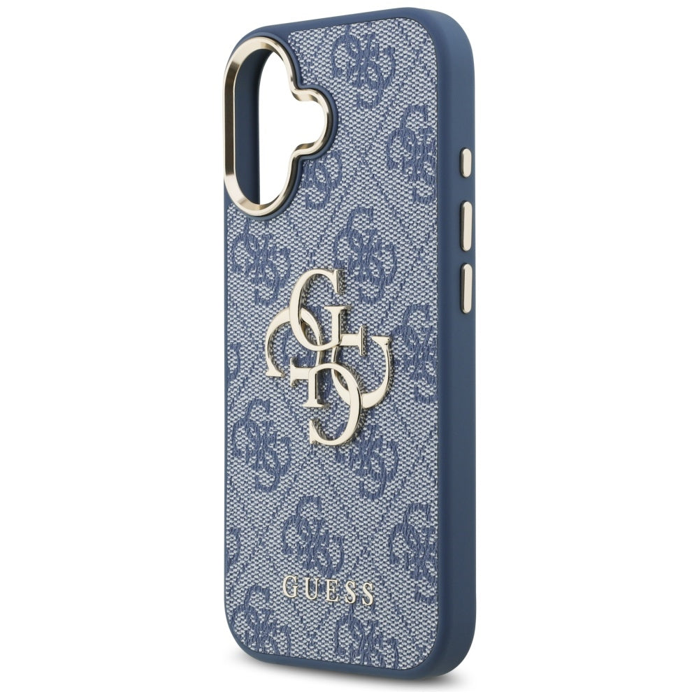 Étui pour Apple iPhone 17, Guess, Big 4G Logo Classic, Bleu Doré.