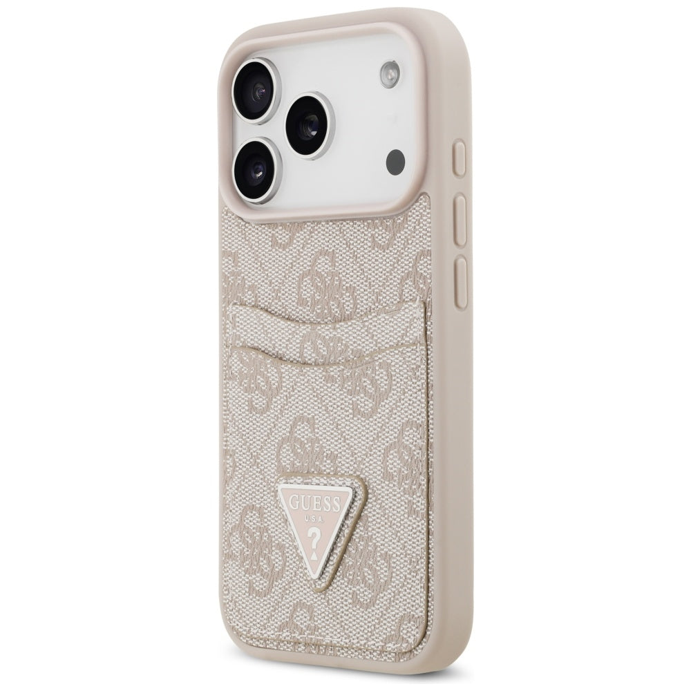 Étui pour Apple iPhone 17 Pro, Guess, 4G Double Card Triangle, Rose