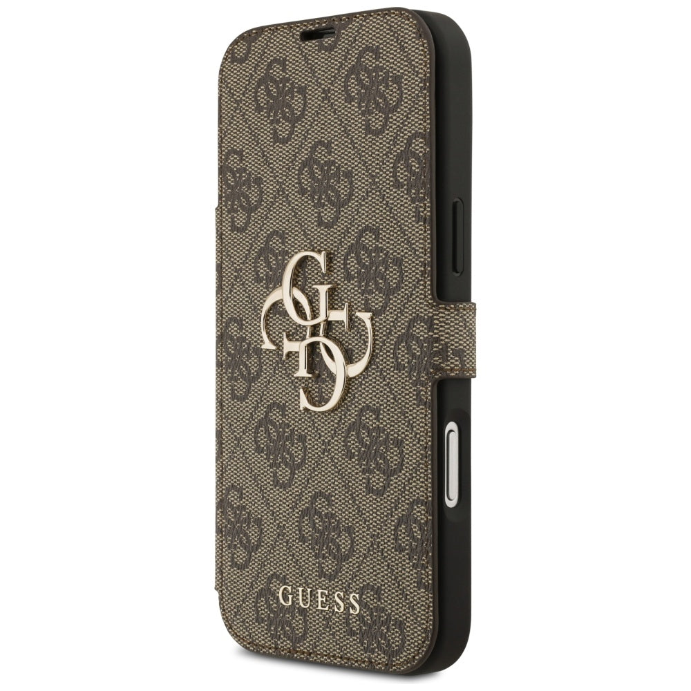 Étui pour Apple iPhone 17 Pro, Guess, Logo Métal 4G, Marron