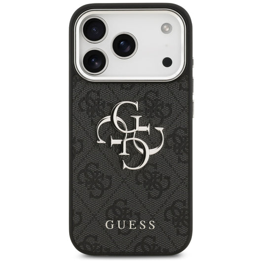 Case for Apple iPhone 17 Pro, Guess, Big 4G Logo Classic, Black Silver