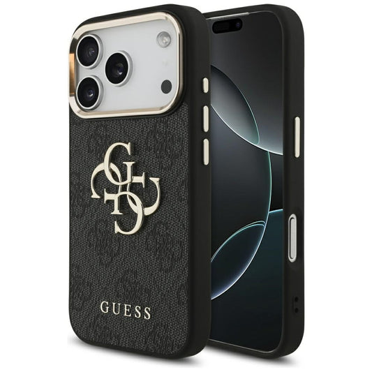 Étui pour Apple iPhone 17 Pro, Guess, Big 4G Logo Classic, Noir Doré.