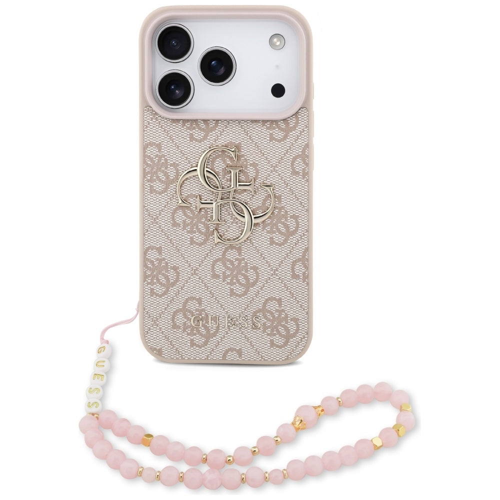 Étui pour Apple iPhone 17 Pro Max, Guess, 4G Classic Logo avec Sangle, Rose