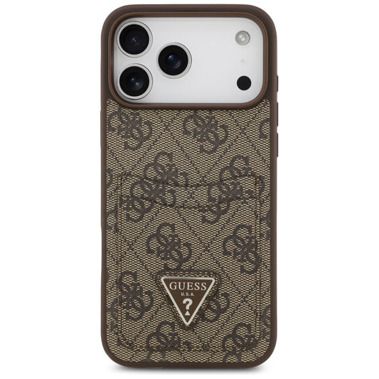 Housse pour Apple iPhone 17 Pro Max, Guess, 4G Double Card Triangle, Marron