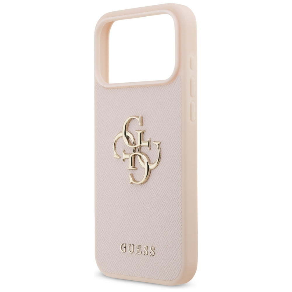Case for Apple iPhone 17 Pro Max, Guess, 4G Grained Big and Classic Logo, Pink