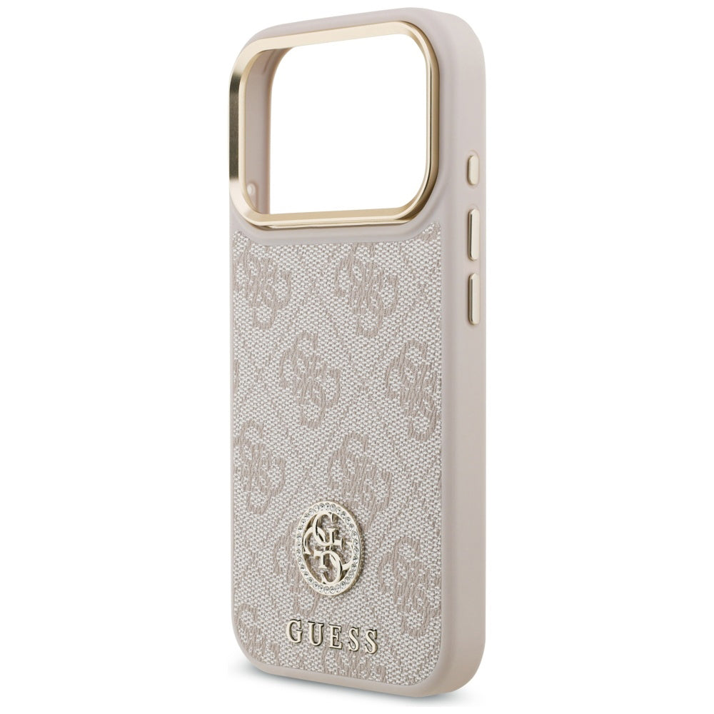 Étui pour Apple iPhone 17 Pro Max, Guess, 4G Strass Logo et Big Strap, Rose