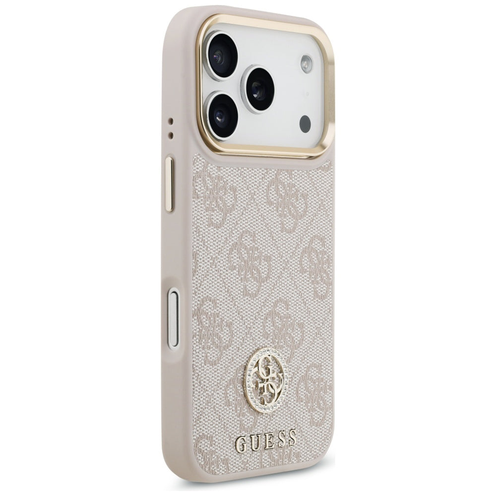 Étui pour Apple iPhone 17 Pro Max, Guess, 4G Strass Logo et Big Strap, Rose