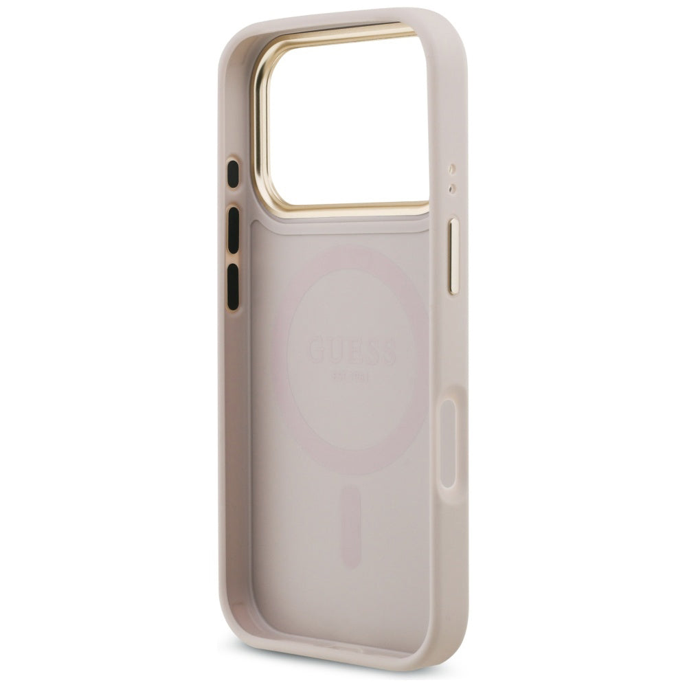 Étui pour Apple iPhone 17 Pro Max, Guess, 4G Strass Logo et Big Strap, Rose
