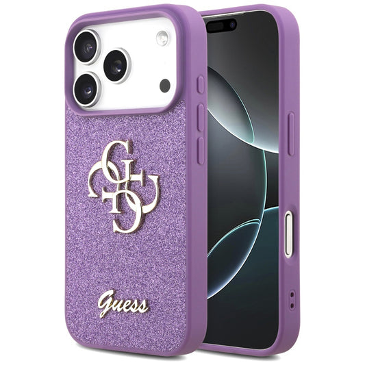 Étui pour Apple iPhone 17 Pro Max, Guess, Fixed Glitter Big 4G, Mauve