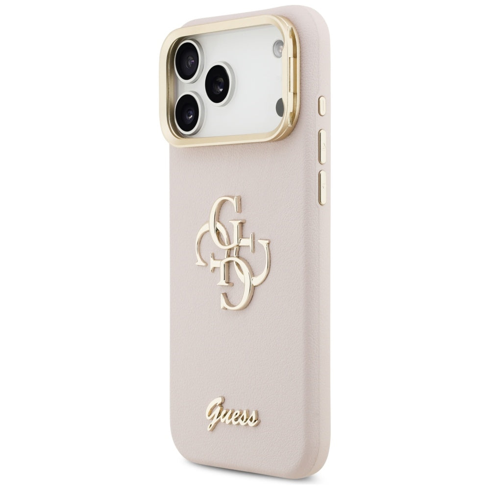 Case for Apple iPhone 17 Pro Max, Guess, Grained Big 4G Stand Camera, Pink