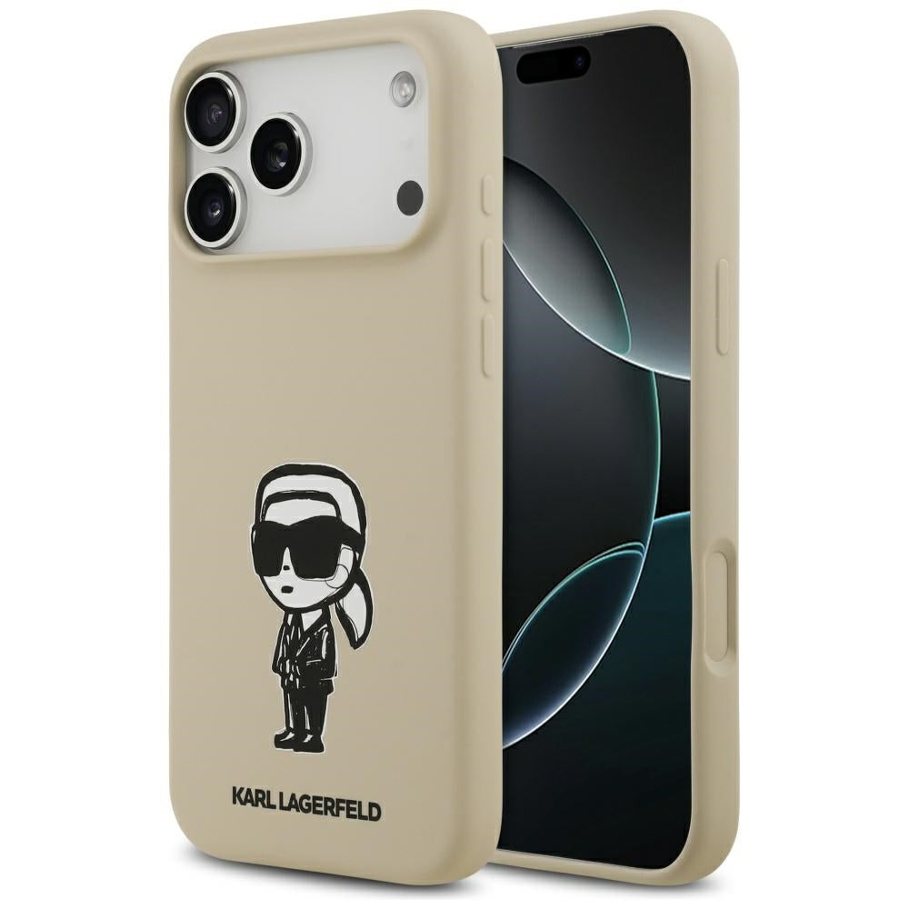 Étui pour Apple iPhone 17 Pro Max, Karl Lagerfeld, Sketch and Logo Karl, Marron