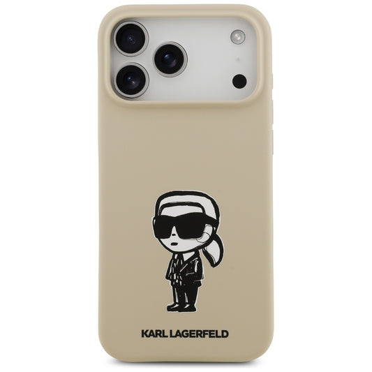 Étui pour Apple iPhone 17 Pro Max, Karl Lagerfeld, Sketch and Logo Karl, Marron