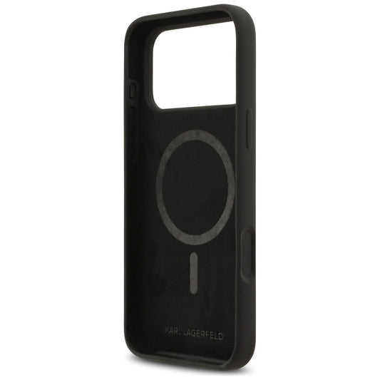 Housse pour Apple iPhone 17 Pro Max, Karl Lagerfeld, Sketch and Logo Karl, Noire