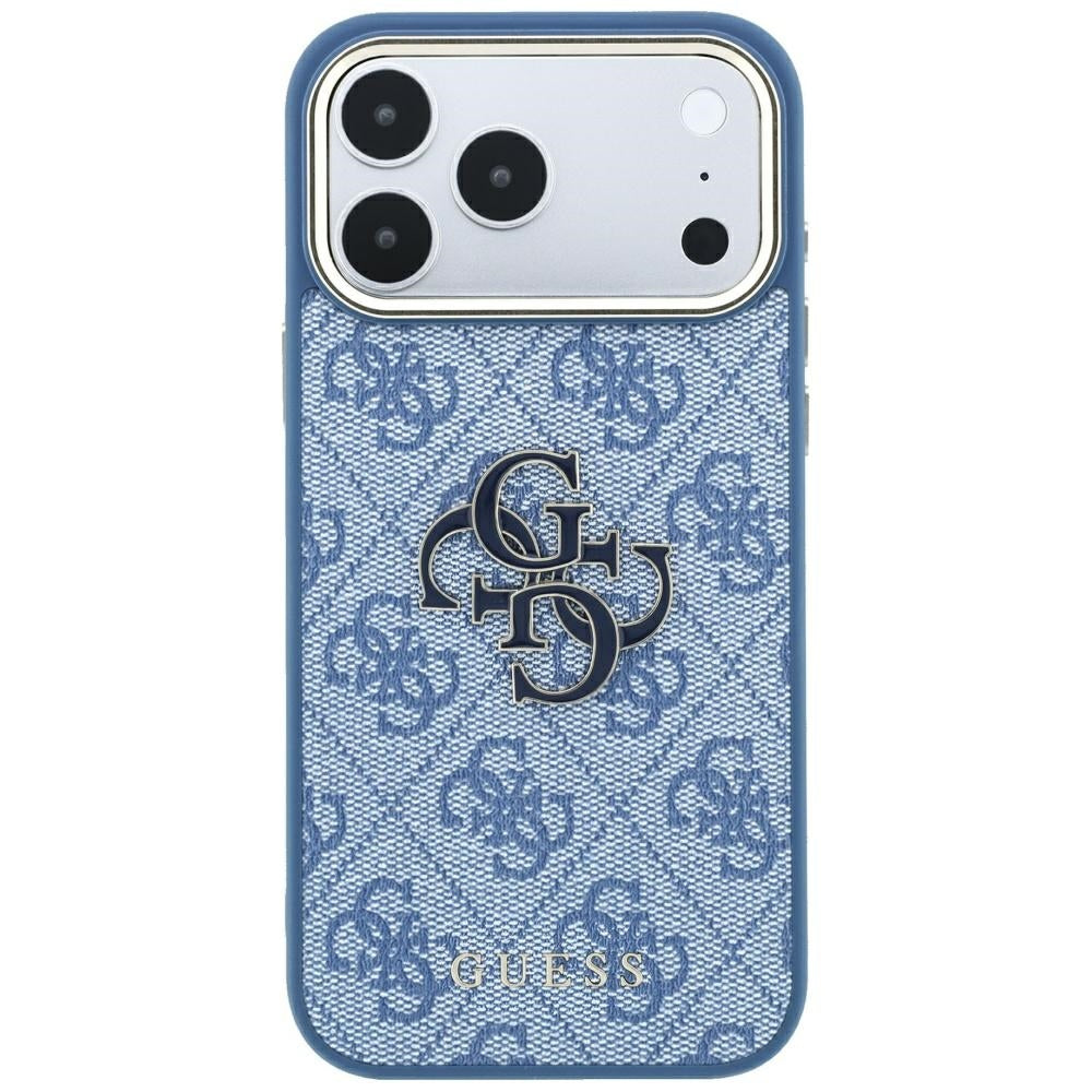 Coque pour Apple iPhone 18 Pro / 17 Pro, Guess, Logo Résine 4G Grand, Bleue