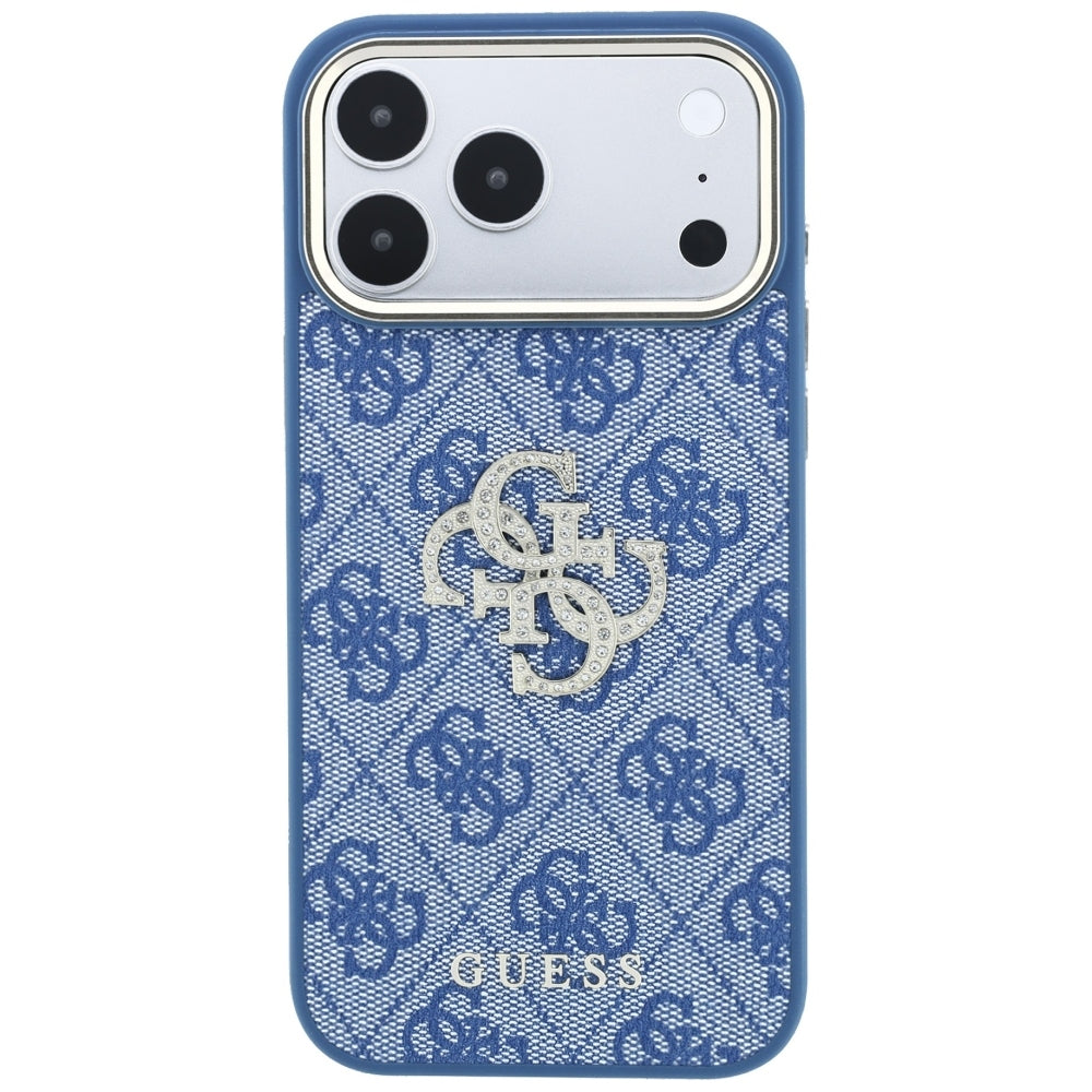 Coque pour Apple iPhone 18 Pro / 17 Pro, Guess, 4G Big Strass Logo, Bleue