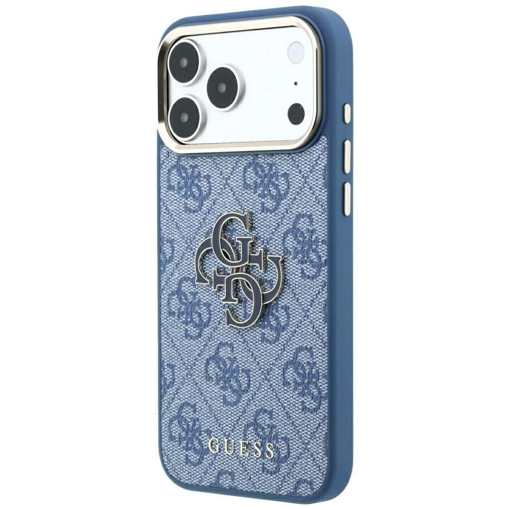 Coque pour Apple iPhone 18 Pro Max / 17 Pro Max, Guess, Logo Résine 4G Grand, Bleue