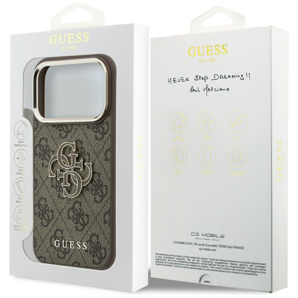 Case for Apple iPhone 18 Pro Max / 17 Pro Max, Guess, 4G Big Resin Logo, Brown