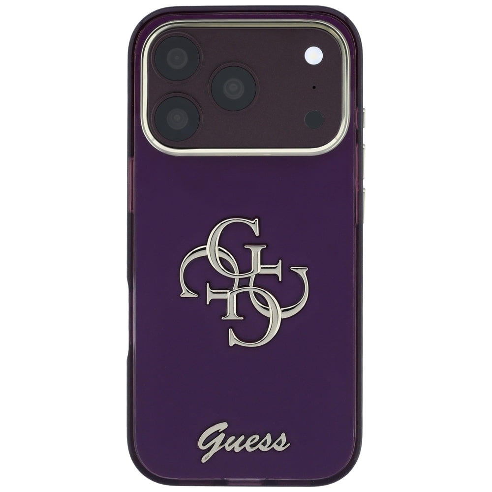 Hülle für Apple iPhone 18 Pro Max / 17 Pro Max, Guess, IML 4G Metal Script, Weinrot