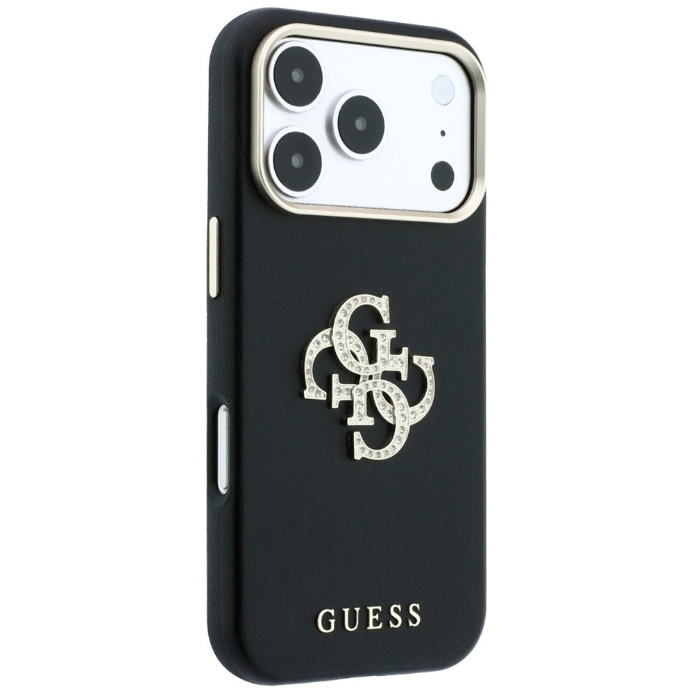 Hülle für Apple iPhone 18 Pro Max / 17 Pro Max, Guess, Glattes großes Strass-Logo, Schwarz