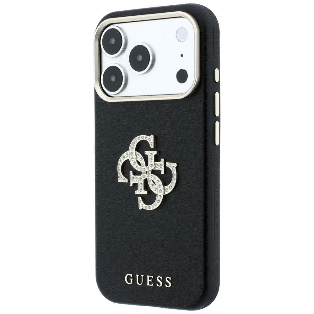 Hülle für Apple iPhone 18 Pro Max / 17 Pro Max, Guess, Glattes großes Strass-Logo, Schwarz