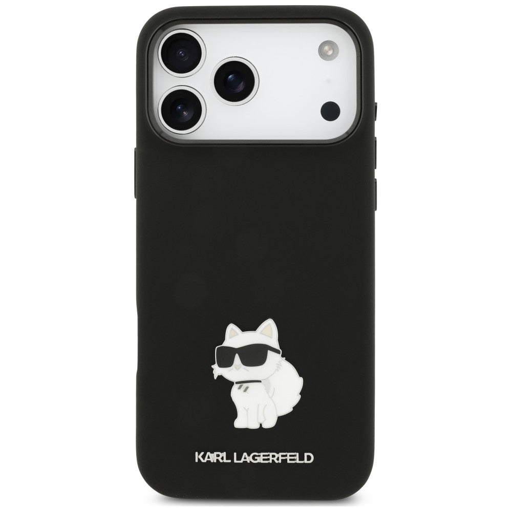 Coque pour Apple iPhone 18 Pro Max / 17 Pro Max, Karl Lagerfeld, Choupette Metal Pin, noire
