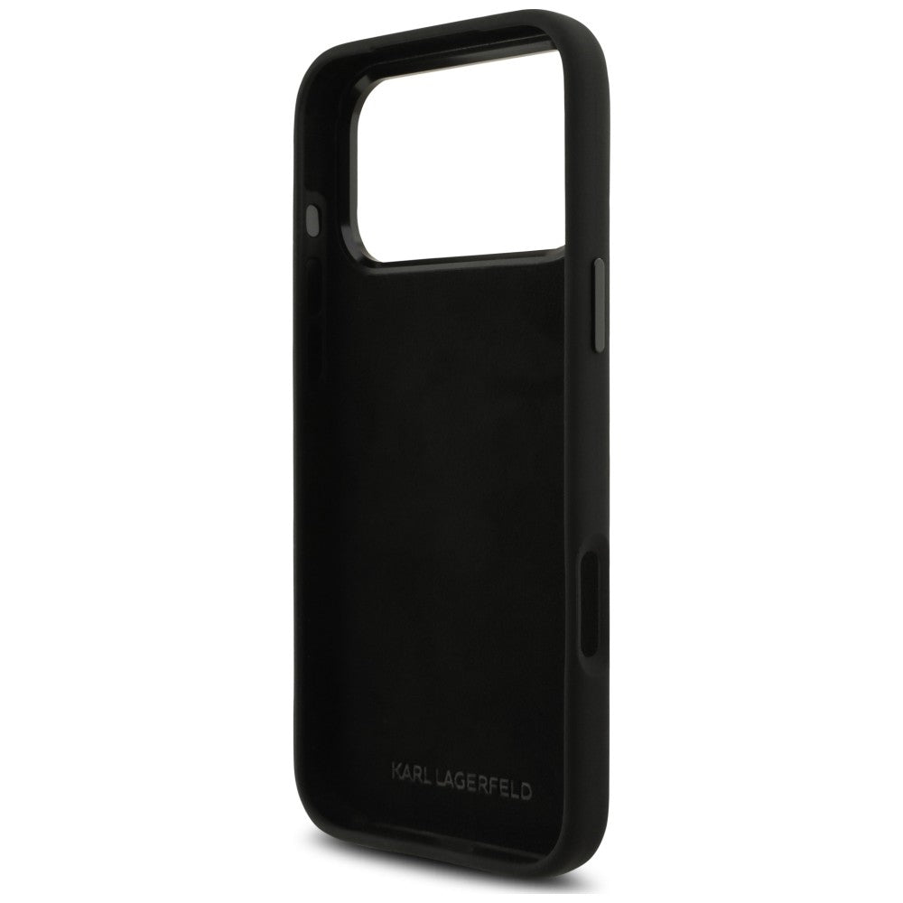 Coque pour Apple iPhone 18 Pro Max / 17 Pro Max, Karl Lagerfeld, Choupette Metal Pin, noire