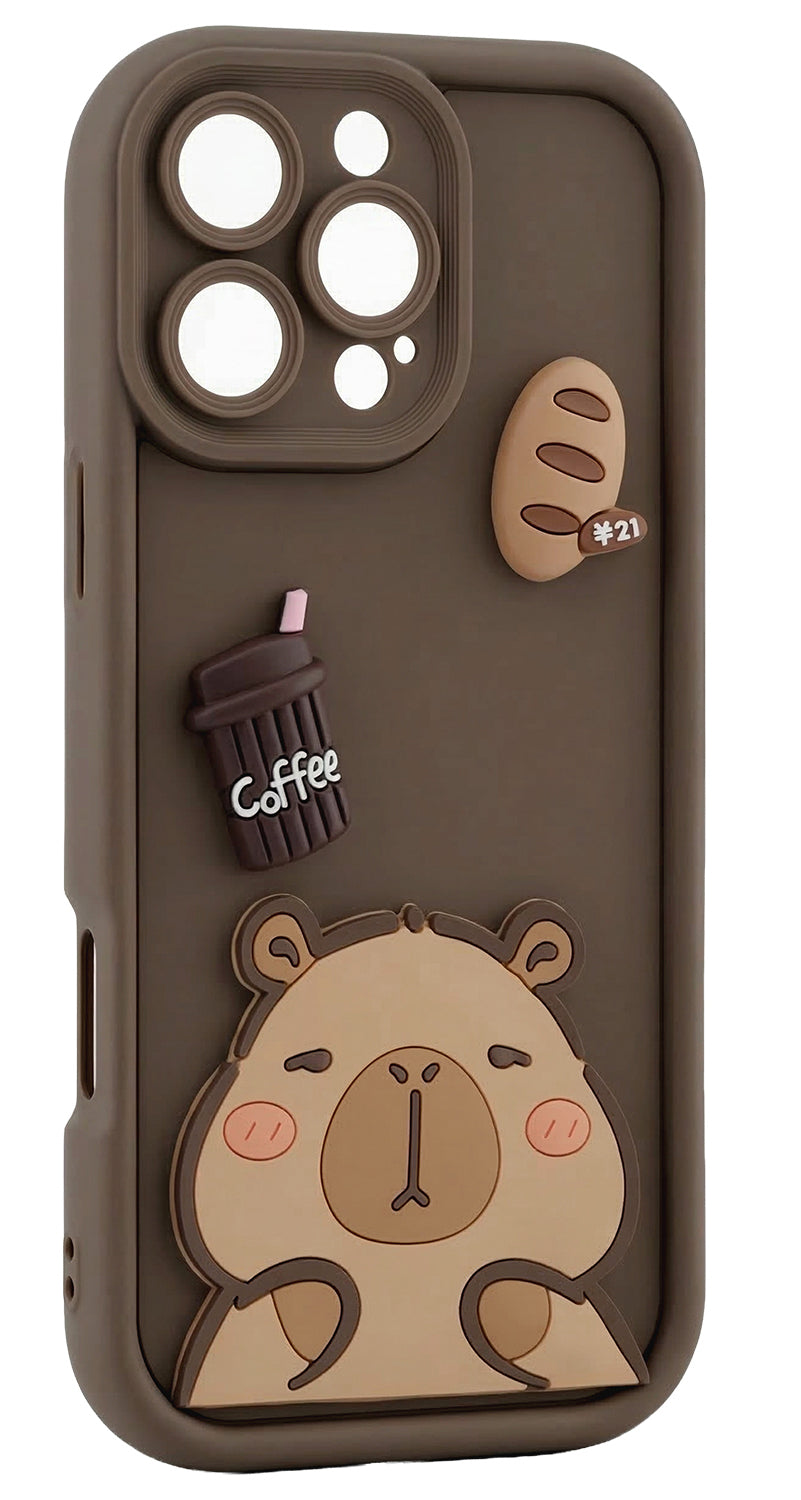 Coque pour Apple iPhone 17 Pro, OEM, Ultra Trendy 3D Capybara, Marron