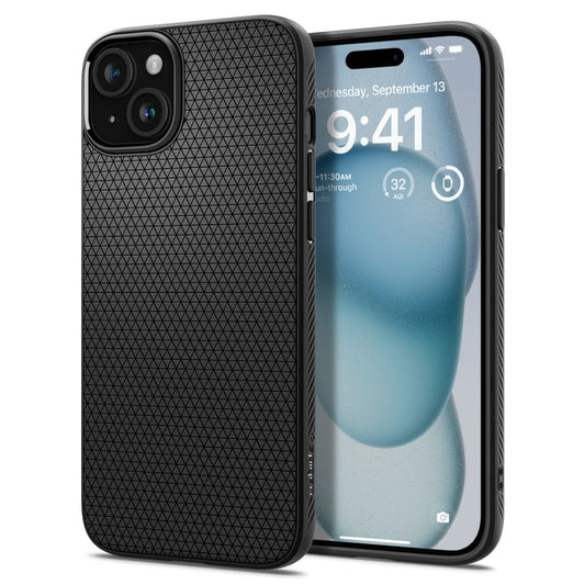 Coque pour Apple iPhone 15, Spigen, Liquid Air Matte, Noir ACS06790