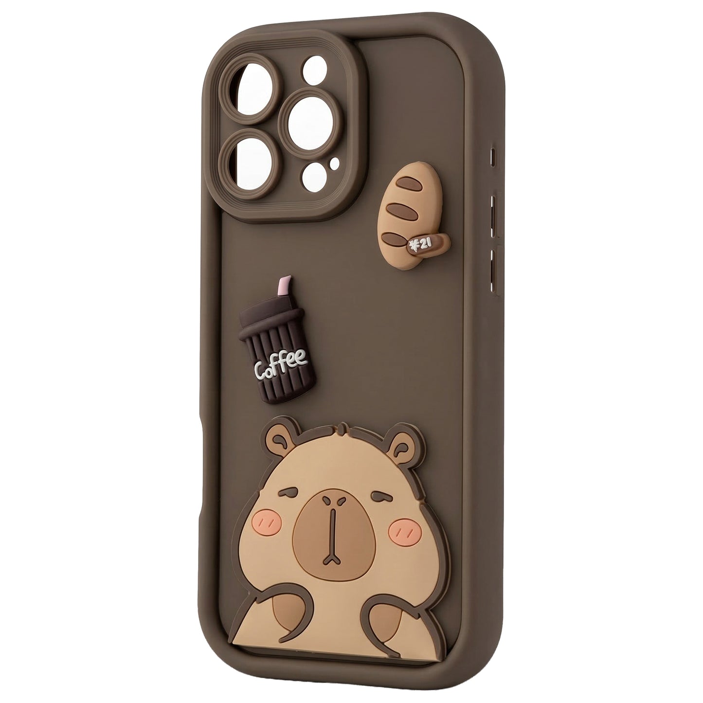 Coque pour Apple iPhone 15 Pro, OEM, Ultra Trendy 3D Capybara, Marron