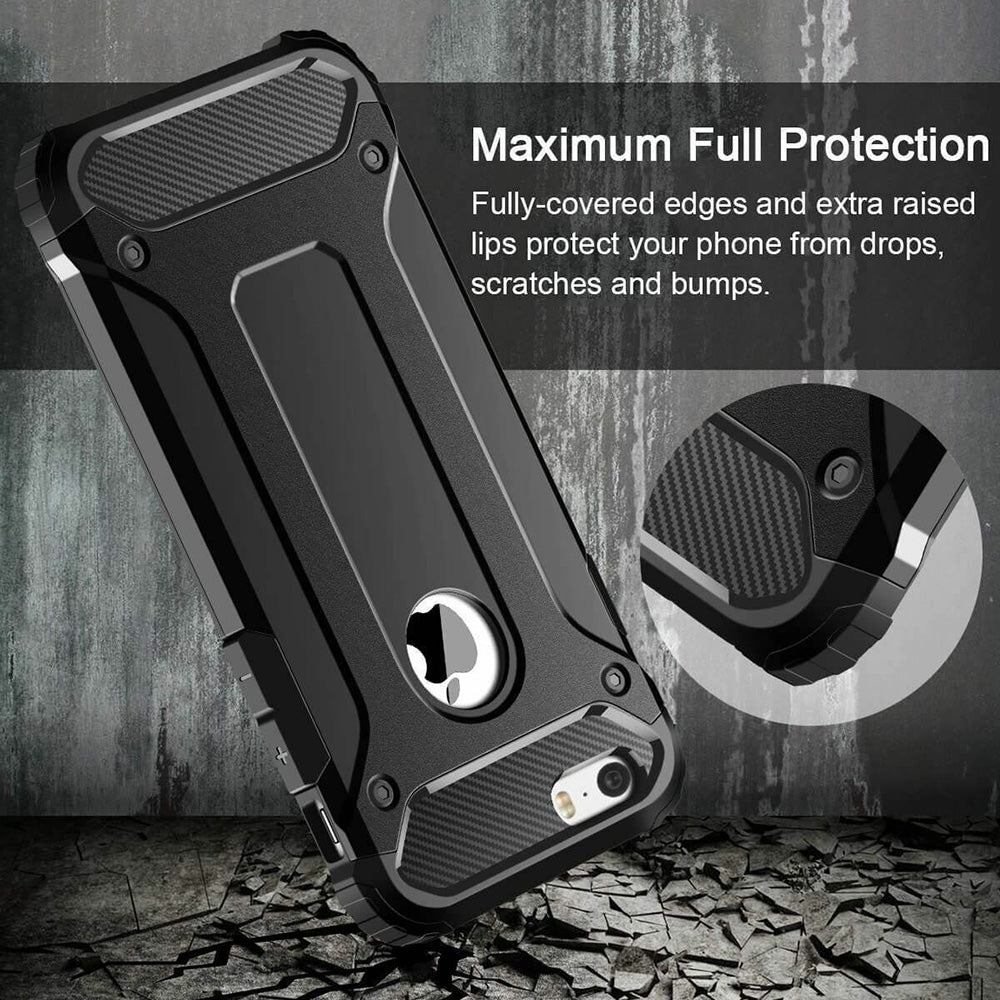 Coque pour Apple iPhone SE (2016) / 5 / 5s, Techsuit, Hybrid Armor, Noire