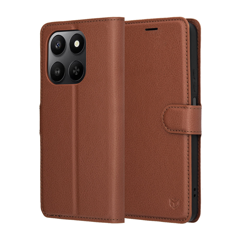 Hülle für Honor 400 Smart 4G / X7d 4G / 400 Smart 5G, Techsuit, Leder Folio, Braun