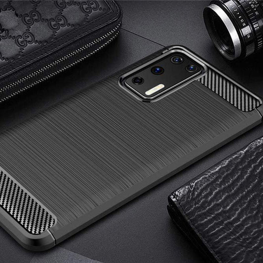 Hülle für Huawei P40 Pro, Techsuit, Carbon, Schwarz