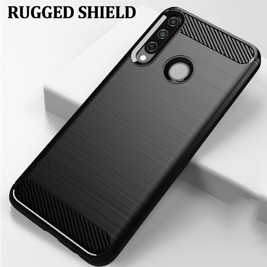 Coque pour Huawei Y6p, Techsuit, Carbone, Noire